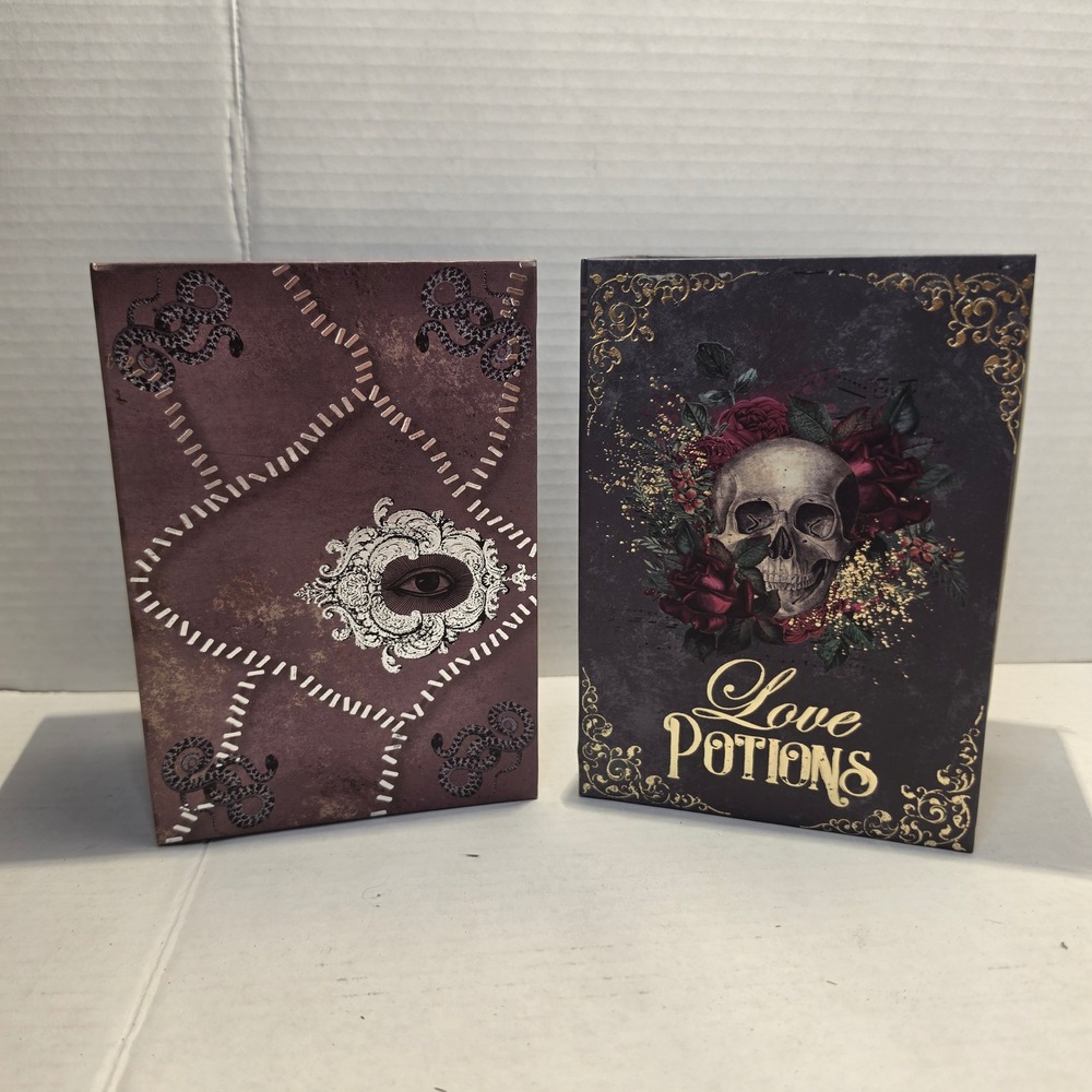 Halloween Set of 2 Faux Storage Books Love Potions Skull Eye Gothic Decor